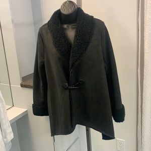 Miilla jacket in black & gold. Brand new, with tags. Faux fur lapels and lining!